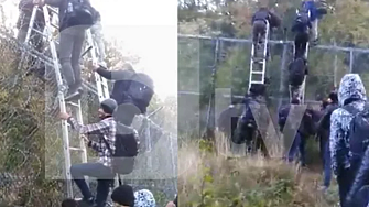 Вижте как мигранти прескачат със стълби 