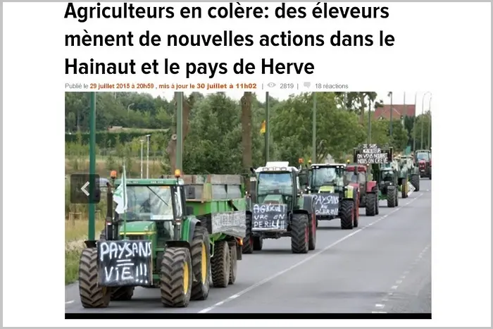 Протестите на френските фермери заразиха Белгия (обновена)