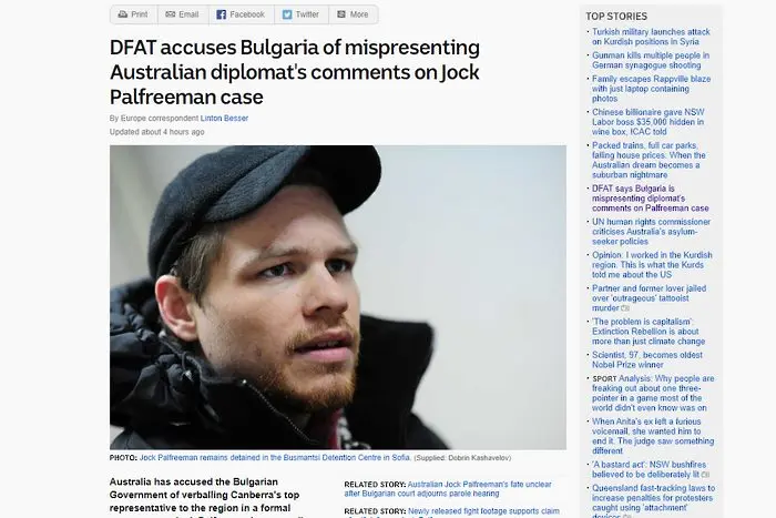 Медии в Австралия: България изопачила позиция на посланик за Полфрийман