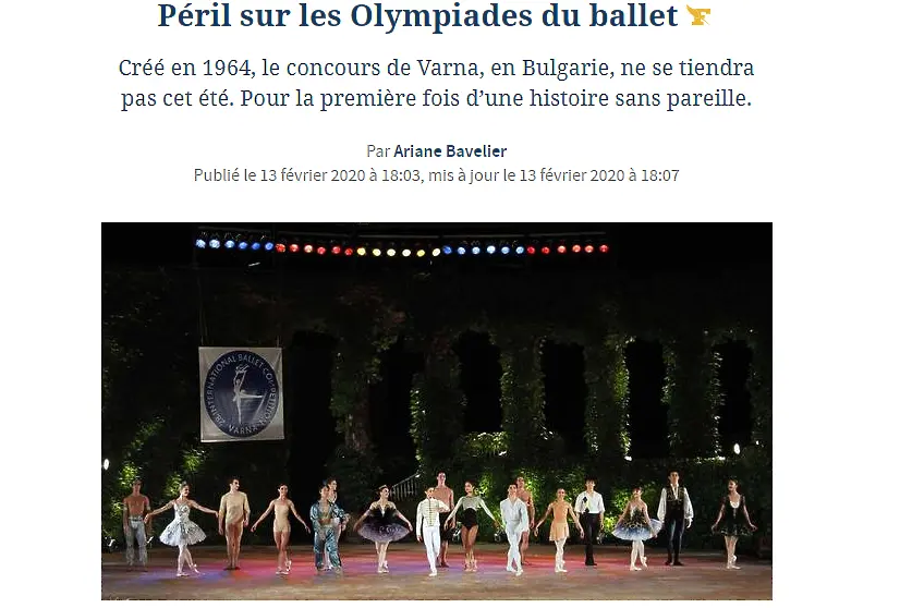 „Фигаро“ реагира на отменения Балетен конкурс във Варна