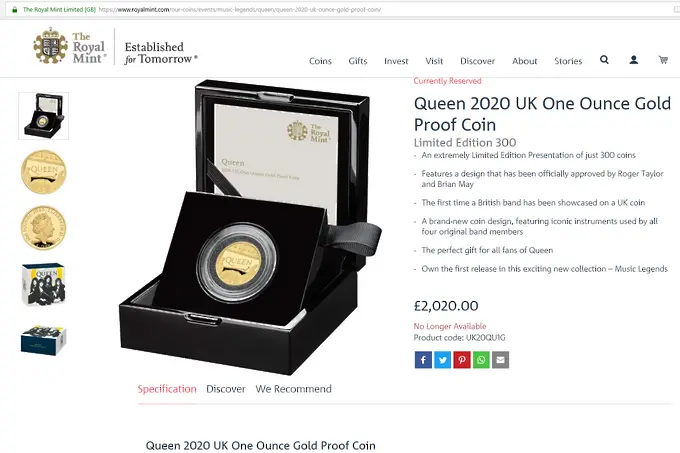 Queen е първата британска група със своя монета