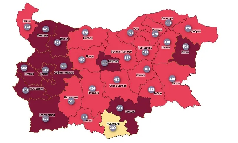 COVID картата: България е в червената зона