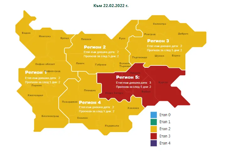 COVID картата: заболеваемостта падна под 1000 на 100 хил. души, най-висока във Варна