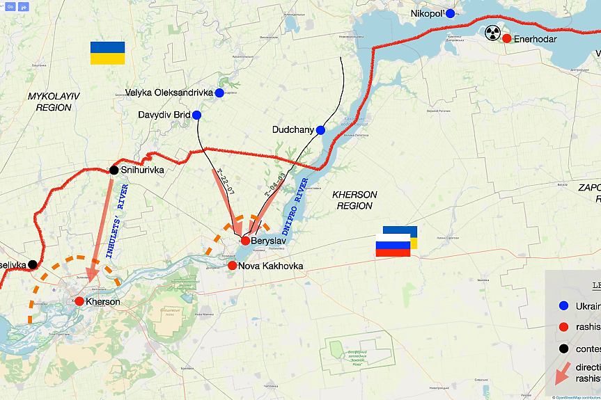 Украинците освобождават още селища по пътя към Херсон (КАРТИ)