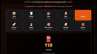84 л бензин, 109 хляба, 19 кг свинско, 732 яйца... Калкулатор показва с колко ни падат заплатите