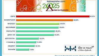 "Евро", "безобразие" и "протест" – трите думи на българската 2025 година