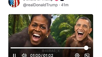 Тръмп публикува расистко видео с Барак и Мишел Обама - представени като маймуни