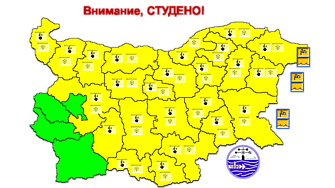 Жълт код за ниски температури и снеговалежи днес